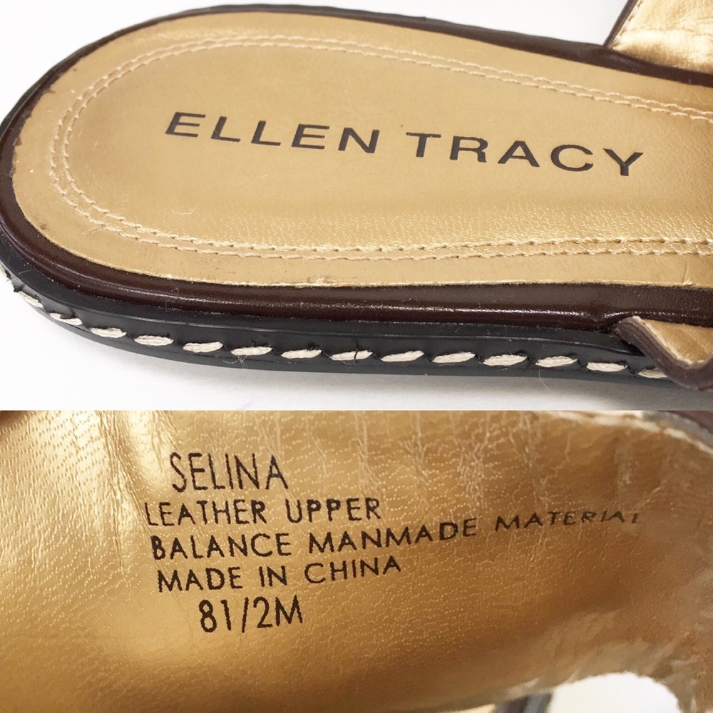 Ellen Tracy ‘Selena’ Leather Sandals w/Button 8.5M - Picture 10 of 11